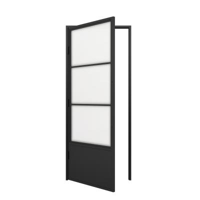 China Modern steel framed glass door and steel framed swing glass door with hinges, customized size for sale