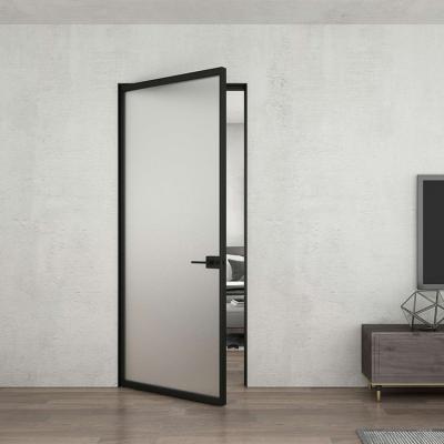 China Modern Commercial House Alu-framed Hinged Swing Door With Frosted Glass for sale