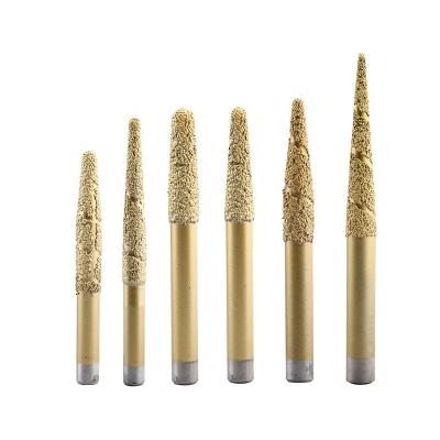 China 1PC Sharp Edge Stone Cutting Head Diamond Brazing Milling Cutter Bit Relief Bit CNC Milling Machine Granite Marble Chisel Tool Taper Ball for sale