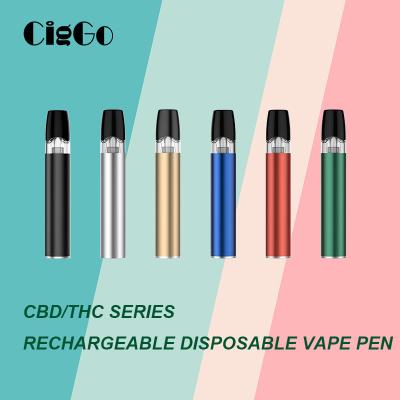 China OEM Thick Oil Puffs 1ML Disposable CBD Vape Pod System For CBD THC for sale