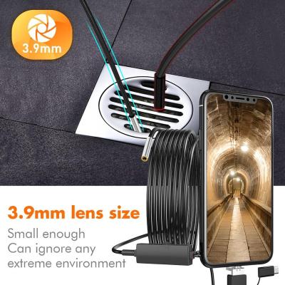 China Waterproof/Waterproof K107 3.9MM Lens Diameter HD 1080P Endoscope 3 in 1 USB/Micro USB/Type-C(3.9mm 5m) Endoscopy Camera for sale