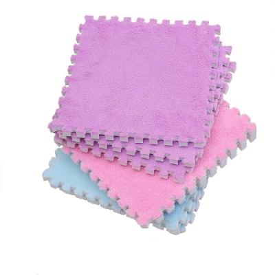 China OTHER Plush Puzzle Mat Foam Tiles Floor Mat Kids Baby Rug Crawling Play Mat Kids Play Mats for sale