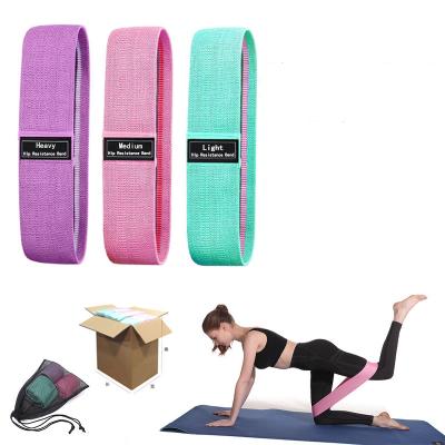 China Custom Fit Therapy Yoga Logo Wide Anti Slip Fabric Resistance Bands Set for sale