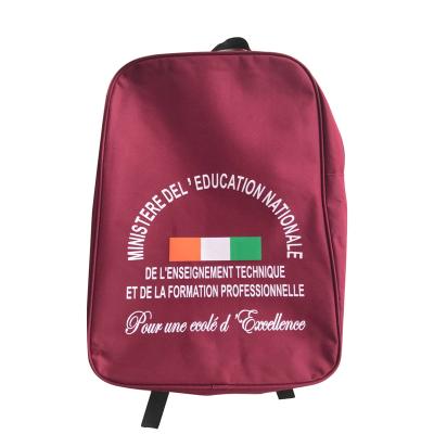 China SAC D'ECOLIER Cote d'Ivoire basic government supply 600D back to school student bag backpack kit for sale