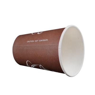 China Recycled Materials 12 oz Paper Cup Coffee Paper Cup Single Wall Custom LOGO Printed Restaurant Uses for sale