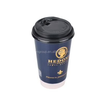 China Disposable Double Wall Compostable Paper Cup With Black Lid for sale