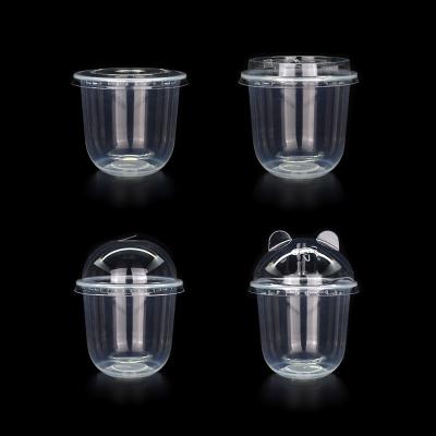 China Disposable Custom Plastic Cup U Shape Disposable Cup For Bubble Ice Cream / Tea / Beverage for sale