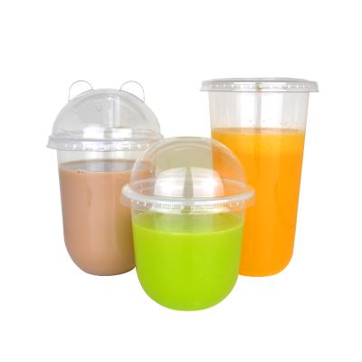 China Disposable Disposable Plastic Cup With Lids U Shape Cup Custom Logo Printed for sale