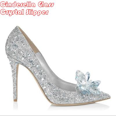 China Hoher Absatz Cinderella Shoes Rhinestone High Heel Cenerentola pantofola di cristallo kristal lightweight tacco alto sandal for sale