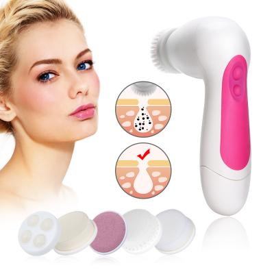 China For commercial & Home Use AE-805C Hot Multifunctional 5-in-1 Facial Cleansing Brush Amazon Rotating Detergent Beauty Facial Care Tools Facial Pore Remover for sale