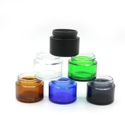 China Customizable Black Food Jar Food Wax Oil Candy Glass Powder Packaging Customizable Logo 2oz Child Proof Glass Jar for sale