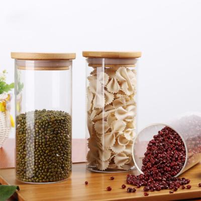 China 180ML 240ML 300ML Viable Tea Spice Candy Heat Resistant Food Storage Rubber Sealed Glass Jar With Bamboo Lid for sale