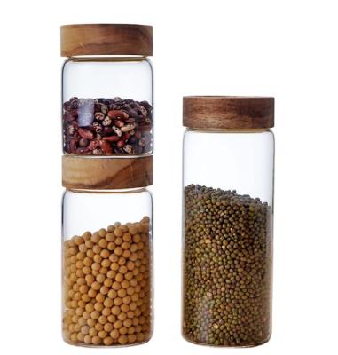 China Wholesale 6oz 10oz 12oz Freshness Preservation Clear Round Borosilicate Wide Mouth Food Storage Glass Coffee Jar With Acacia Lid for sale