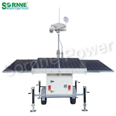 China Customization 3*500W Solar Panel Mobile Surveillance Lighting Trailer Vehicle with 6M Telescopic Mast and Metal Box SV-3300-4 for sale