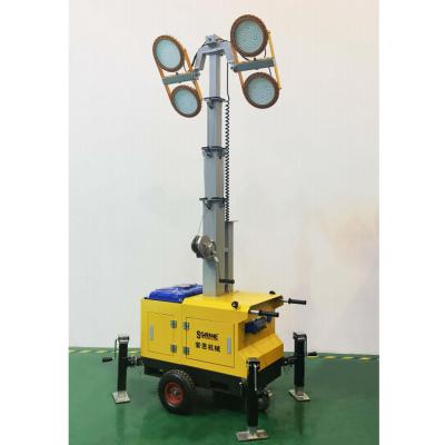 China Portable Electric Type 4-7M Telescopic Mast LED Light SORNNE 4*320W Moving Light Tower for sale