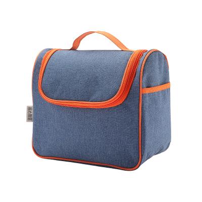 China Viable Blue With Orange Travel Makeup Cosmetic Bag Waterproof Toiletry Bag Hanging Bag Trousse De Maquillage Men For Woman for sale