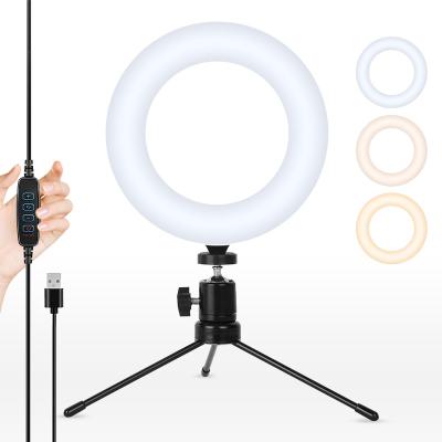 China Mini High Quality Rotating Toner Selfie Portable Dimming Temperature And RGB 6 Inch Led Ring Light for sale