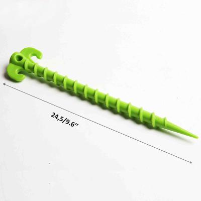 China Outdoor Camping Hiking Outdoor Plastic Traveling Stakes 24.5cm/9.6inch Screw Shaped Tent Pegs Beach Stakes for sale