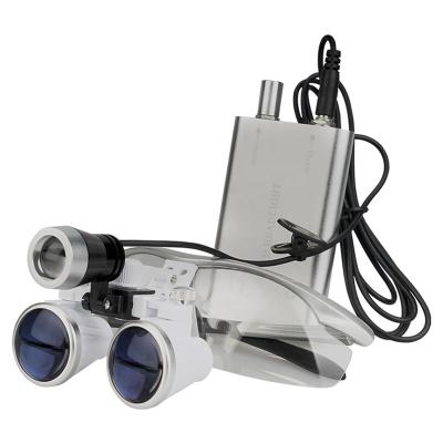 China Metal Glass Surgical Dental Loupes With LED Headlight 3.5X 420m for sale