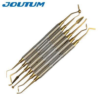 China Steel Compound Teeth Equipments Dental Cleaning&Filling GOLD Color Instrument Kit 6pcs Dental Compound Dental Filling Tools for sale