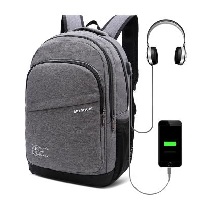 China With High Quality Black USB College Laptop Backpack Nylon Sport School Bag With Charger for sale