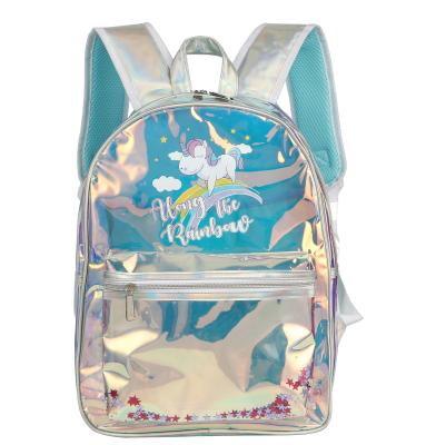 China Small Laser PVC Waterproof Holographic Clear Kids Backpack Girls Backpack For School Teenager School Bags for sale