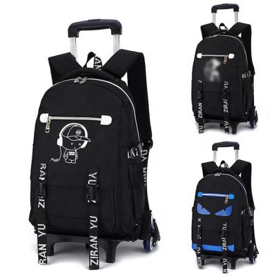 China Customized Design Waterproof Light Up Load Six Wheeled Trolley Backpack Travel Backpack Trolley for sale