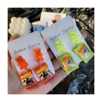 China Y2K Mini Lovely Fashion Charm Snack Colorful Mini Lovely Food Drop Earrings Jewelry Candy Animal Bear Dangle E-girl Earrings For Women for sale