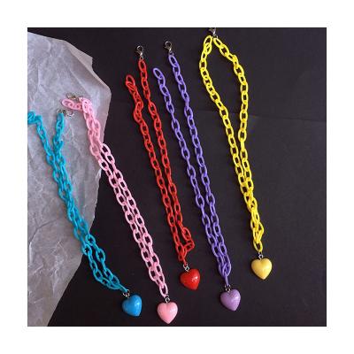 China Cute Girl Sweated Cartoon Harajuku Cool Acrylic Candy Necklace Y2K Gummy Multilayer Heart Choker Necklace For Party Jewelry for sale