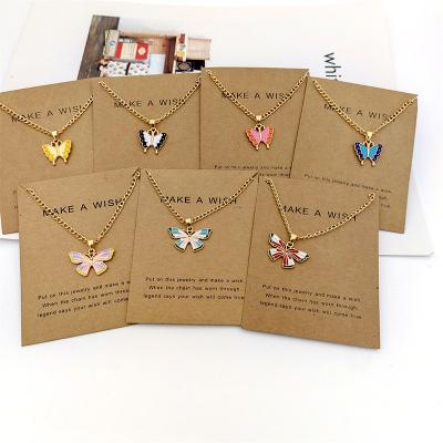 China 2022 Colors Butterfly Multi Thin Chain Trendy Necklace Colorful Pendant Necklace For Women Jewelry Bohemia Butterfly Necklace for sale