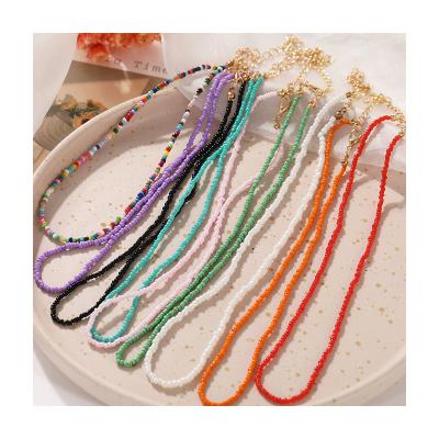 China Bohemia Summer Vintage Boho Bead Chain Necklace Colorful Bohemia Jewelry Beaded Choker Necklace For Women Holiday Jewelry for sale