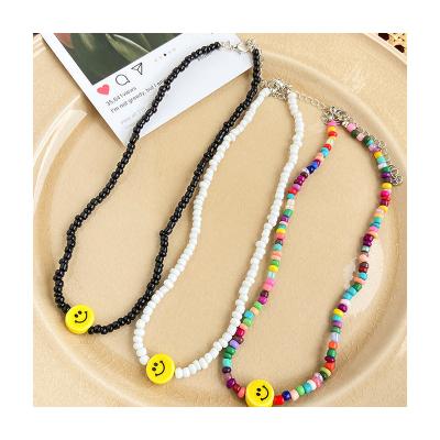 China Bohemia Bohemia Colorful Beaded Clavicle Chain For Party Necklace For Summer Beach Holiday Smile Face Scarves Necklace For Women for sale