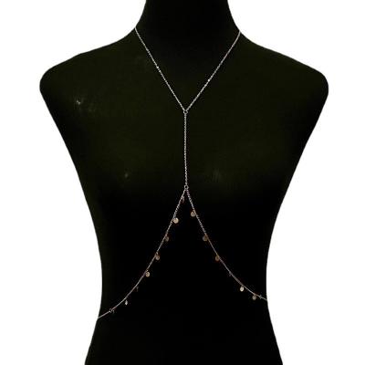 China Punk Jewelry For Sexy Sequin Chian Tassel Personality Nightclub Bra Bikini Chest Chain Jewelry For Women for sale