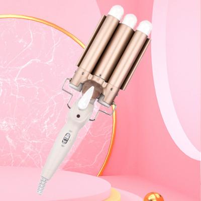 China 2022 Popular Magic Wand Curling Iron Hair Curler Alure Three Barrel Curling Iron Magic Wand Purple Curling Irons for sale