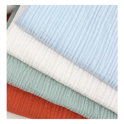 China 2021 Sustainable Double Layer Cotton Gauze Fabric Double Layer Crepe Fabric Baby Towel Bath Towel for sale