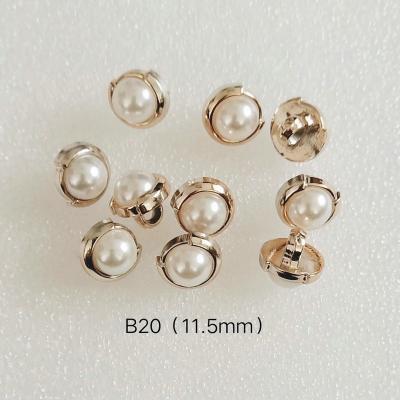 China Viable high quality elegant gold plastic button button with pearl stone for lady shirt for sale