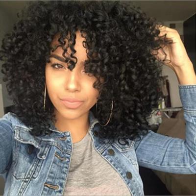 China Super Wave Short Curly Wigs For Women Big Hair Color Afro Natural Cute Fluffy Soft Bouncy Full Wig Curly Heat Resistant Synthetic Wigs for sale