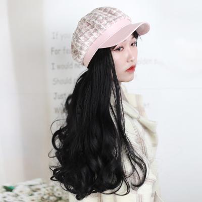 China Super Wave Long Synthetic Baseball Cap Wig With Braided Box Braids Wigs For Afro Color Women Daily Wear White Hat Wig Adjustable For Girls for sale