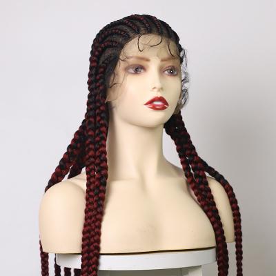 China Synthetic Lace Wig NEW Superb Full Wave Braided Wigs For Color Women Braiding Hair 38 Inches With Baby Hair Black Boxing Braid Wig for sale