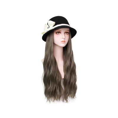 China Superb Wig Cap Natural Thin Water Wave Ripple Rattan Connect Adjustable Synthetic Fisherman's Hat Hair Wig Cap Wig For Women for sale