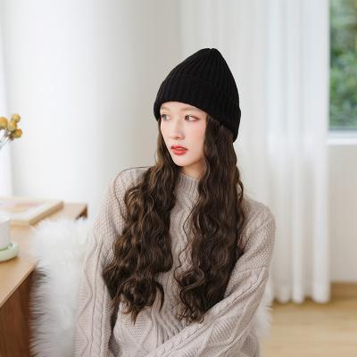 China Women Super Casual Concise Sunshade Adjustable Wave Sun Visor Baseball Cap With Hairs Wig Pointed Baseball Cap With Wigs for sale