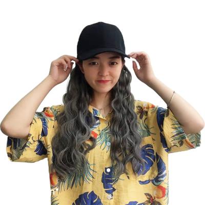 China Super Long Synthetic Baseball Wig Natural Wave Black/Brown Straight Wigs Naturally Connect Adjustable Cap Synthetic Wig For Girls for sale