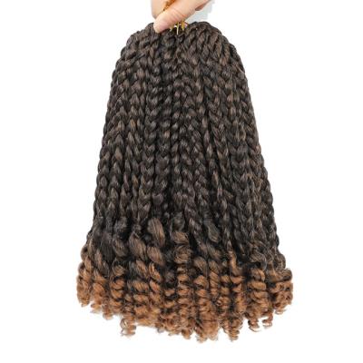 China I-tip Synthetic Crochet Hair Short Bob Box Braid With Curly Ends 10Inch Blonde Pre Stretched Box Braids For Women Kids for sale