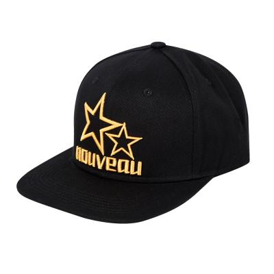 Cina OEM Luxury Structured Custom Logo Hip Hop Snapback Cap Black Snap Back Hat With Gold Embroidered Logo in vendita