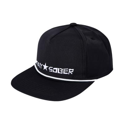 Chine Sun Protect Design Your Own Custom Hat Low Moq Sanback Cap Rope Nylon Black Bulk Snapback Hats à vendre