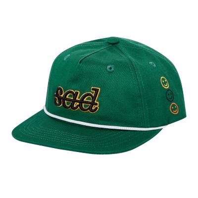 Chine Green Vintage Cap Basketball 5 Panel Snapback Rope Embroidered Snapback Cap Hats In Bulk à vendre