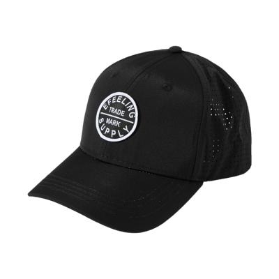 China Design Nylon Black Trucker Mesh Cap Hat Custom Woven Logo Patches Baseball Cap For Hat en venta