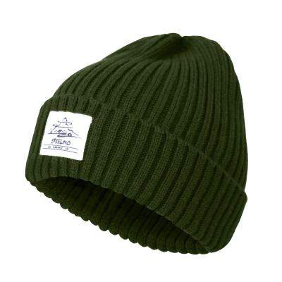 Chine Army Green Custom Woven Logo Beanie Cap Hat Customize Designer Hats Beanies à vendre