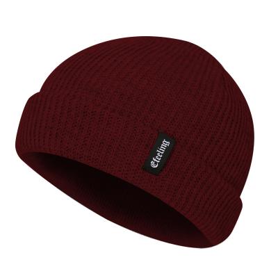 China New Design 100% Acrylic Women Men Beanie Hat Knitted Beanie Adult Custom Woven Logo Beanie en venta