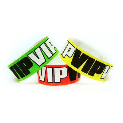 China 2022 Party Supplies VIP Fluorescent Color Admission Tyvek Disposable Eco-friendly Custom Cheap Printing Paper Wristband for sale